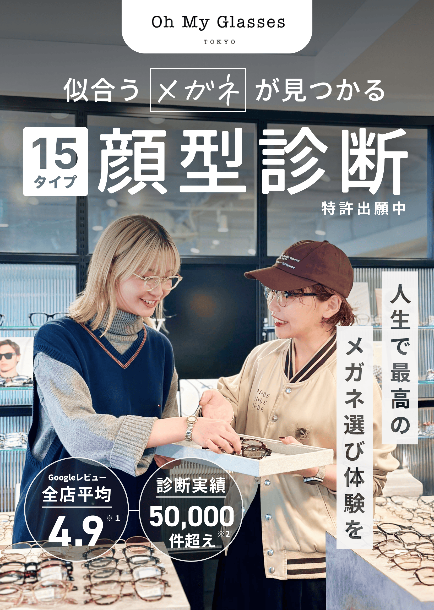 似合うメガネが見つかる15タイプ顔型診断